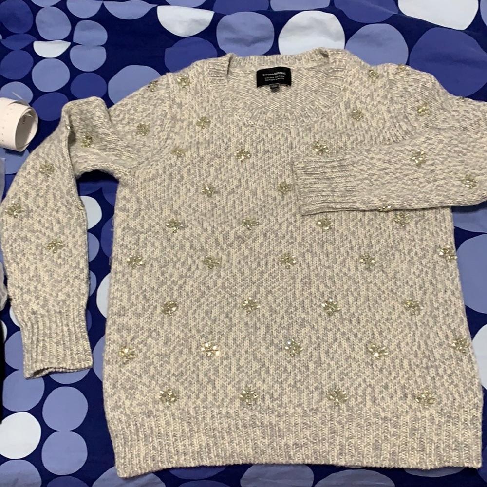 Banana Republic limited edition wool sweater jewel embellished machine washable